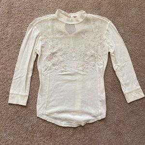 Free People White 3/4 Length Shirt